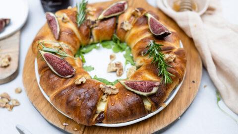 Kerstrkrans met brie en vijgen