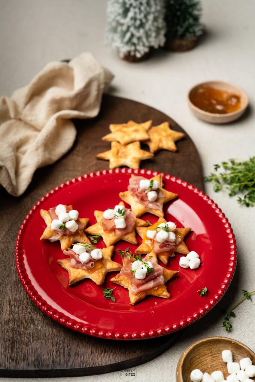 kersterren met serranoham en geitenkaas-1