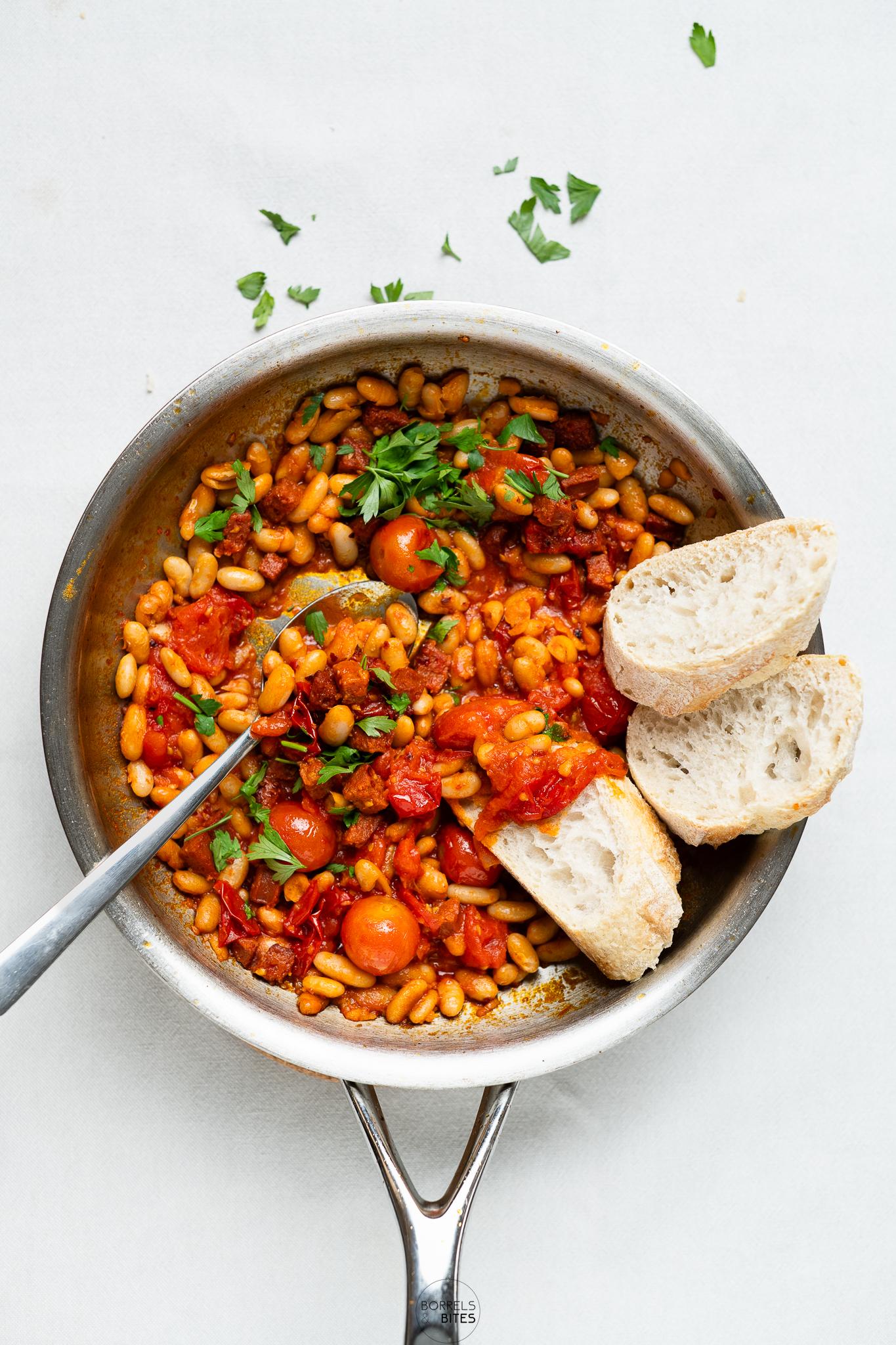 chorizo tomaat cannellini bonen stoof-1