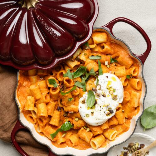 pompoen pasta met. burrata